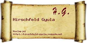 Hirschfeld Gyula névjegykártya